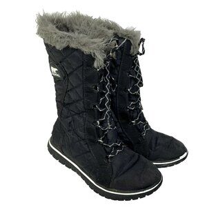 Sorel Winter Snow Boots Womens Size 6 Cozy Cate NL2363 Black Lightweight